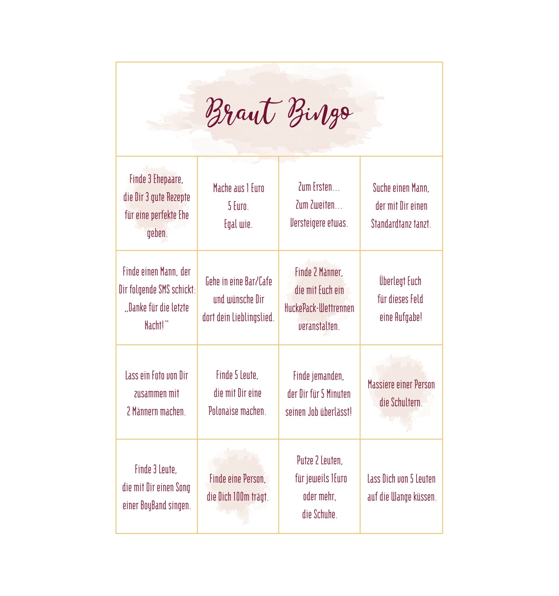 Spiel Junggesellinnenabschied | Braut Bingo - Corona & JGA