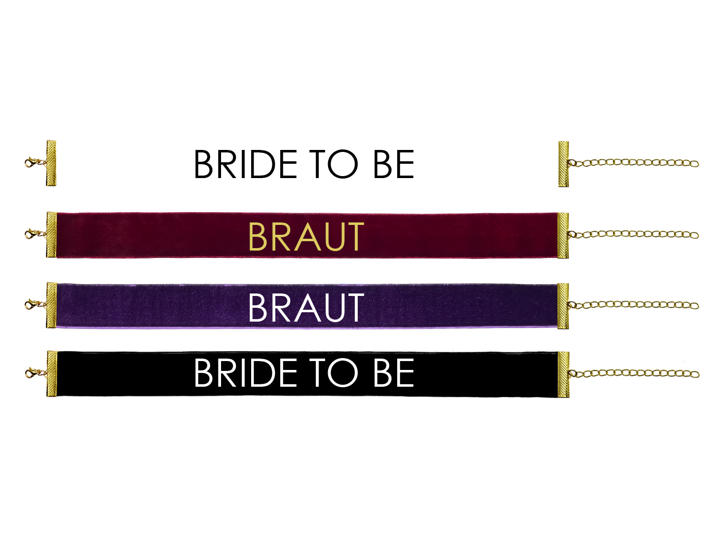 Hochwertige Samt-Halskette | Halsband | Choker für die Braut oder Bride to be