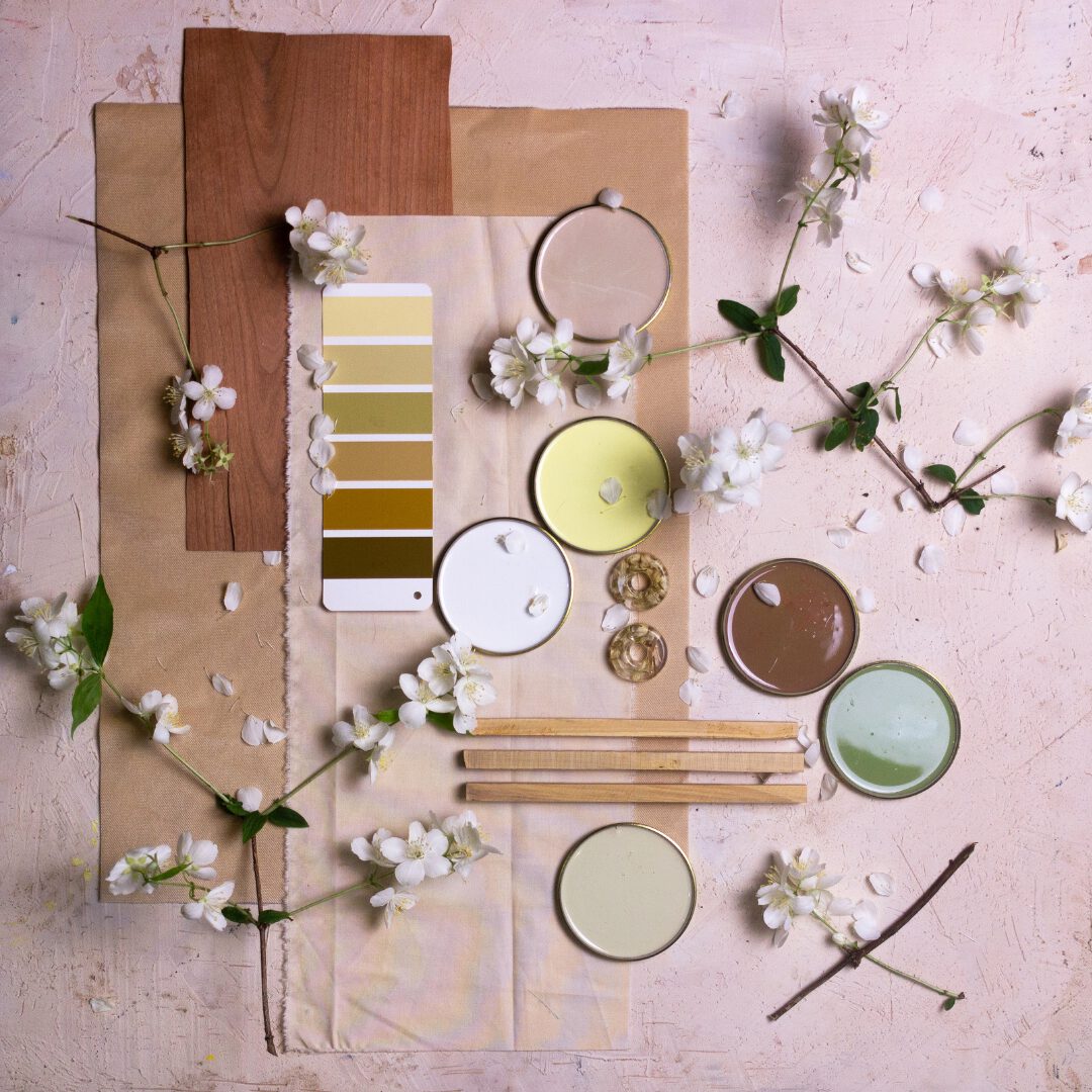 Moodboard Farbe Papeterie Schachteltante