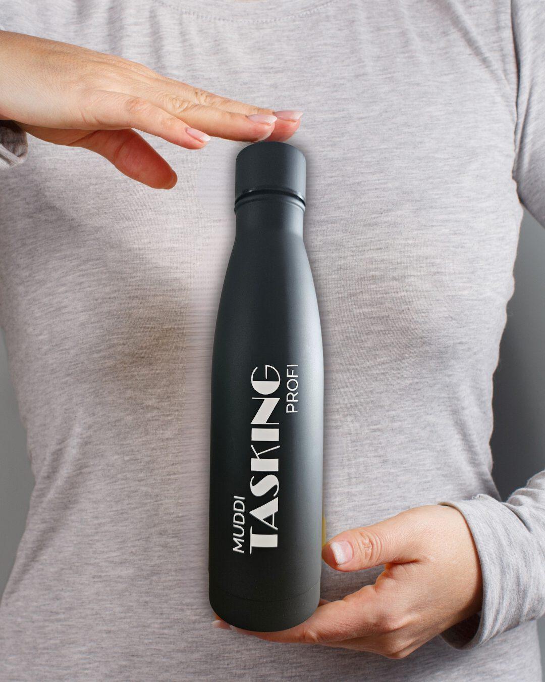 MUDDI TASKING PROFI – Stylische Thermoflasche für Power-Mamas (500 ml, matt schwarz)